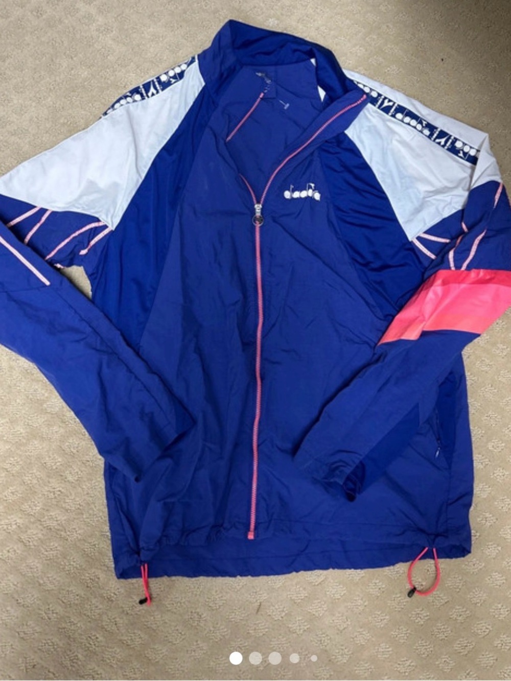 Diadora Royal Blue Track Jacket with Pink Zipper